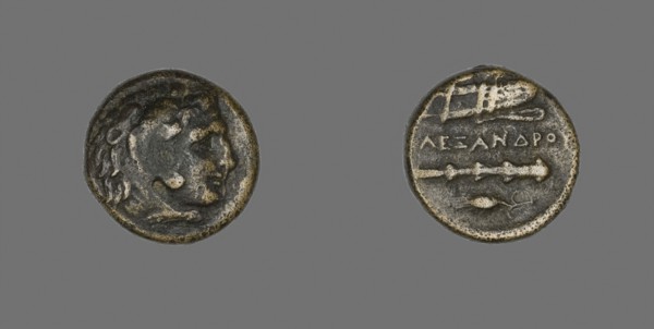Coin Depicting the Hero Herakles, 336/323 BC, Greek, Ancient Greece, Bronze, Diam. 1.7 cm, 6.09 g