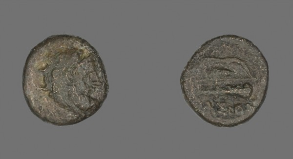 Coin Depicting the Hero Herakles, about 280 BC, Greek, Ancient Greece, Bronze, Diam. 1.7 cm, 3.70 g