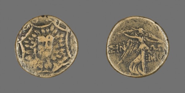 Coin Depicting a Gorgoneion, 120/63 BC, Greek, Ancient Greece, Bronze, Diam. 2.2 cm, 7.09 g