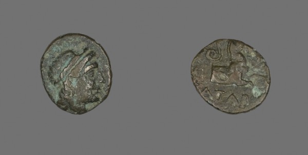 Coin Depicting the God Apollo, 3rd century BC, Greek, Ancient Greece, Bronze, Diam. 1.7 cm, 3.07 g