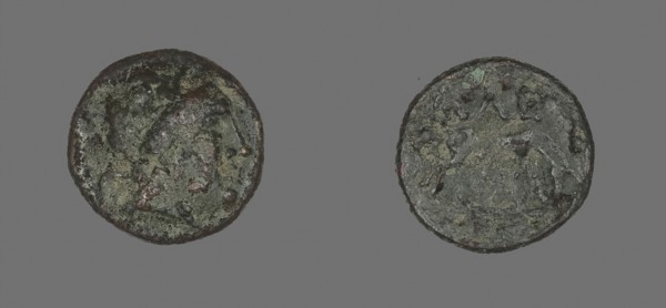 Coin Depicting the God Apollo, 3rd/2nd century BC, Greek, Ancient Greece, Bronze, Diam. 1.2 cm, 1