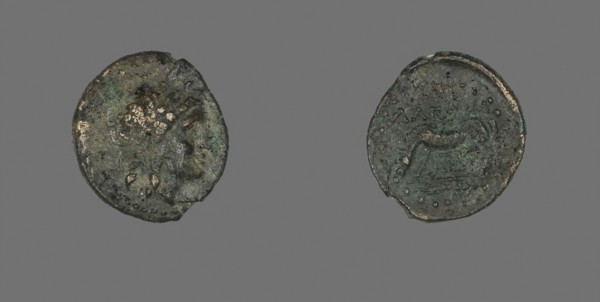 Coin Depicting the God Apollo, 3rd/2nd century BC, Greek, Ancient Greece, Bronze, Diam. 1.8 cm, 2
