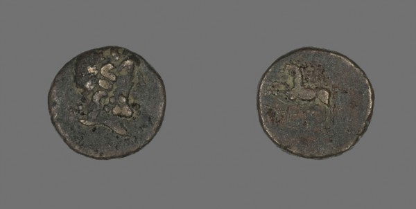 Coin Portraying the God Asklepios (?), 51 BC, Greek, Ancient Greece, Bronze, Diam. 1.8 cm, 4.73 g