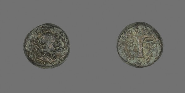 Coin Depicting the Goddess Artemis, after 190 BC, Greek, Ancient Greece, Bronze, Diam. 1.6 cm, 5.12