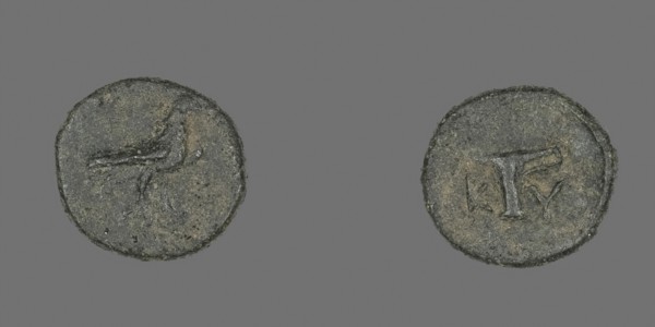 Coin Depicting an Eagle, about 320/250 BC, Greek, Ancient Greece, Bronze, Diam. 1.1 cm, 1.04 g