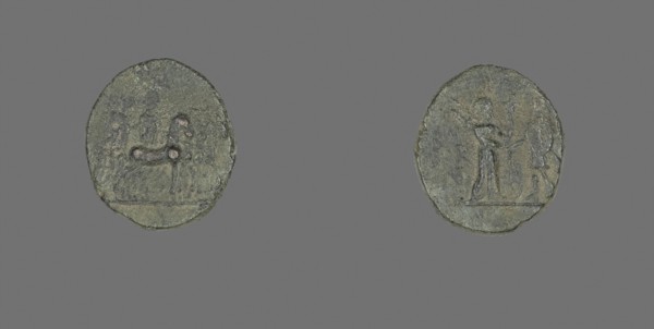 Coin Depicting the Goddess Artemis, after 190 BC, Greek, Ancient Greece, Bronze, Diam. 1.6 cm, 3.17