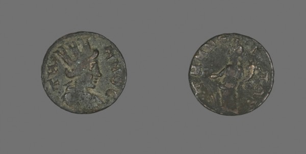 Coin Depicting the Amazon Cyme, AD 253/268, Roman, Roman Empire, Bronze, Diam. 1.8 cm, 2.96 g