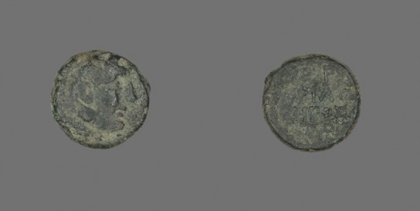 Coin Depicting the Hero Herakles, about 300/200 BC, Greek, Ancient Greece, Bronze, Diam. 1.5 cm, 3