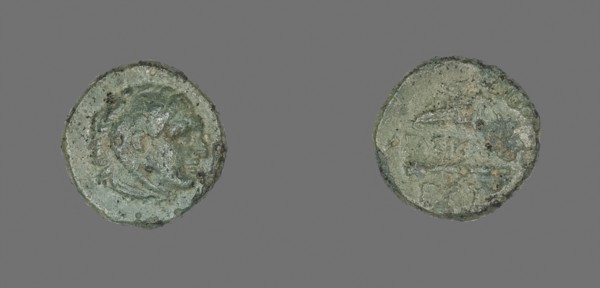 Coin Depicting the Hero Herakles, 300/200 BC, Greek, Ancient Greece, Bronze, Diam. 1.1 cm, 1.33 g