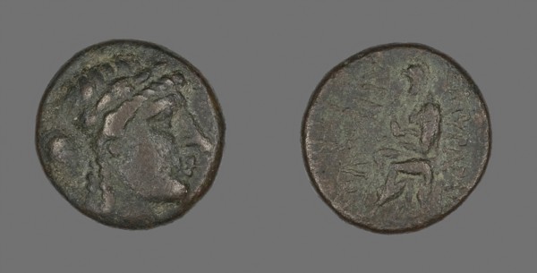 Coin Depicting the God Apollo, 2nd/1st century BC, Greek, Ancient Greece, Bronze, Diam. 2.1 cm, 8