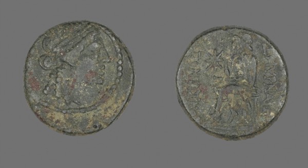 Coin Depicting the God Apollo, 2nd/1st century BC, Greek, Ancient Greece, Bronze, Diam. 2.3 cm, 11