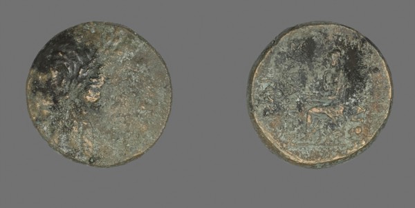 Coin Depicting the God Apollo, 2nd/1st century BC, Greek, Ancient Greece, Bronze, Diam. 2.2 cm, 10