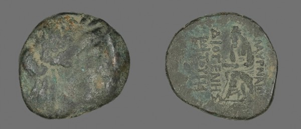 Coin Depicting the God Apollo, 2nd/1st century BC, Greek, Ancient Greece, Bronze, Diam. 2.3 cm, 7