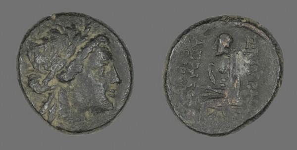 Coin Depicting the God Apollo, 2nd/1st century BC, Greek, Ancient Greece, Bronze, Diam. 2.2 cm, 7