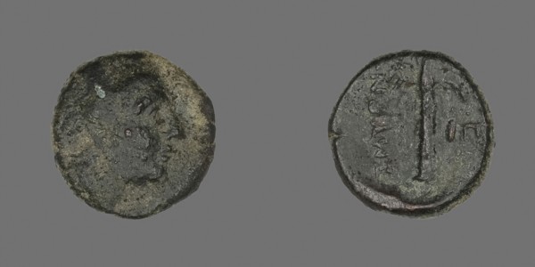 Coin Depicting the God Apollo, 2nd/1st century BC, Greek, Ancient Greece, Bronze, Diam. 1.2 cm, 1