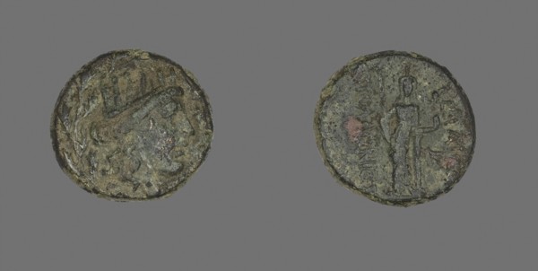 Coin Depicting the Goddess Kybele, 2nd/1st century BC, Greek, Izmir, Bronze, Diam. 1.9 cm, 4.74 g