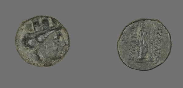 Coin Depicting the Goddess Kybele, 2nd/1st century BC, Greek, Izmir, Bronze, Diam. 1.8 cm, 4.57 g