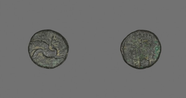 Coin Depicting a Griffin, 3rd/1st century BC, Greek, minted in Teos, Ionia, Teos, Bronze, Diam. 1.7