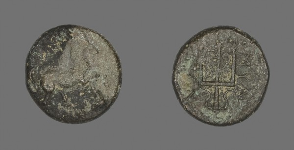 Coin Depicting a Horse, 2nd century BC, Greek, Ancient Greece, Bronze, Diam. 1.6 cm, 3.51 g
