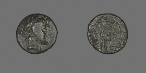 Coin Depicting the God Apollo, 2nd/1st century BC, Greek, Ancient Greece, Bronze, Diam. 1.8 cm, 5