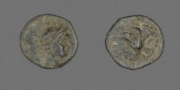 Coin Depicting the Goddess Rhodos, 333/304 BC, Greek, Ancient Greece, Bronze, Diam. 1.2 cm, 1.13 g