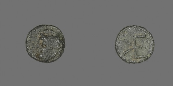 Coin Depicting Head of a Male, 400/310 BC, Greek, Ancient Greece, Bronze, Diam. 0.9 cm, 0.71 g
