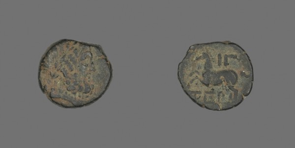 Coin Depicting the God Zeus, about 58 BC, Greek, Ancient Greece, Bronze, Diam. 1.6 cm, 2.83 g