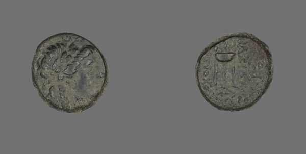 Coin Depicting the God Apollo, 261/246 BC, Greek, Ancient Greece, Copper, Diam. 1.7 cm, 5.11 g