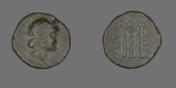 Coin Depicting a Goddess, 261/246 BC, Greek, Ancient Greece, Bronze, Diam. 2.1 cm, 8.43 g