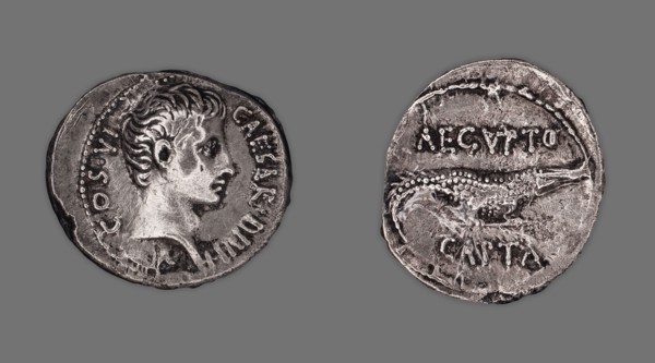 Denarius (Coin) Portraying Octavian, 28 BC, issued by Octavian, Roman, minted in Pergamum or
