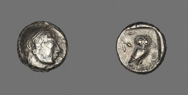 Tetradrachm (Coin) Depicting the Goddess Athena, 530/490 BC, Greek, minted in Athens, Greater