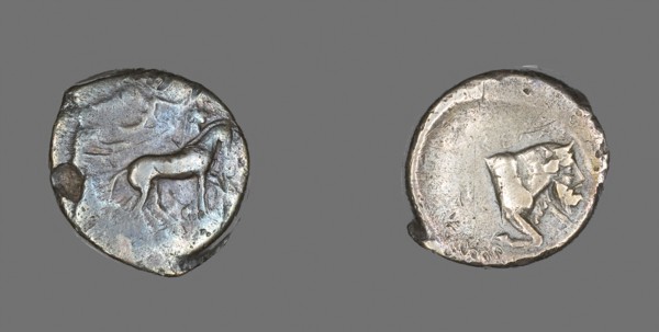 Tetradrachm (Coin) Depicting Quadriga and Charioteer, 460/430 BC, Greek, Greece, Silver, Diam. 2.7