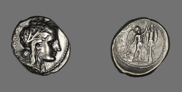 Tetradrachm (Coin) Depicting the Goddess Persephone, 310/305 BC, Greek, Roman Empire, Silver, Diam.