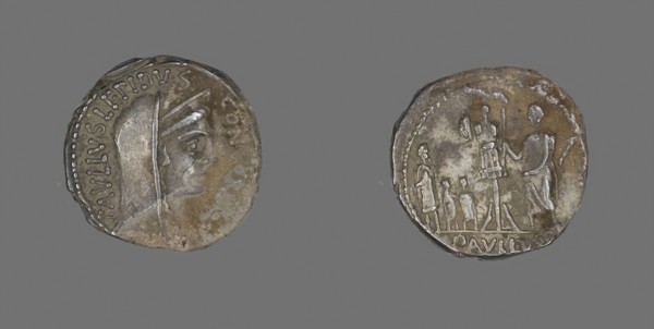 Denarius (Coin) Depicting Concordia, about 62 BC, Roman, Roman Empire, Silver, Diam. 1.9 cm, 3.93 g
