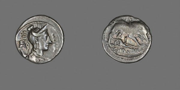 Denarius (Coin) Depicting the Goddess Diana, about 68 BC, Roman, Roman Empire, Silver, Diam. 1.8
