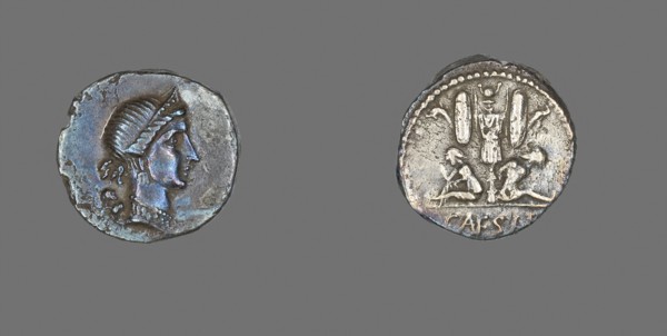 Denarius (Coin) Depicting the Goddess Venus, about 46/45 BC, Roman, minted in Spain, Roman Empire,