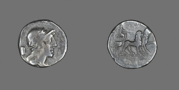 Denarius (Coin) Depicting a Helmeted Head, about 78 BC, Roman, Roman Empire, Silver, DIam. 1.8 cm,