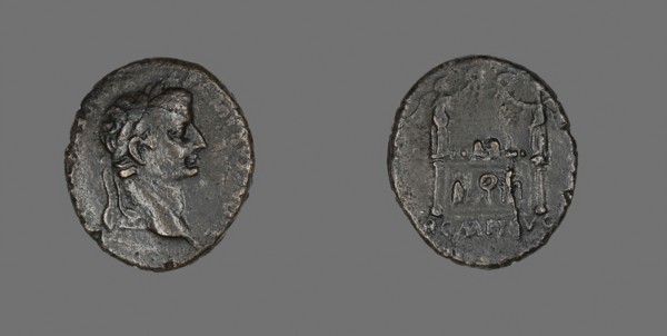 Coin Portraying Emperor Tiberius, AD 9/14, Roman, minted in Lugdunum, Roman Empire, Bronze, Diam. 2
