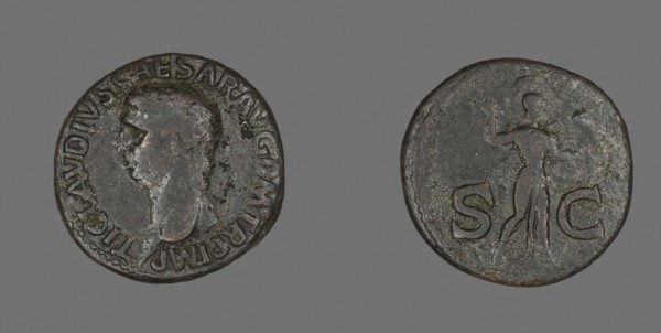 As (Coin) Portraying Emperor Claudius, AD 41/50, Roman, minted in Rome, Roman Empire, Bronze, Diam.