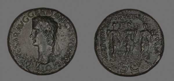 Sestertius (Coin) Portraying Germanicus, AD 37/38, Roman, minted in Rome, Roman Empire, Bronze,
