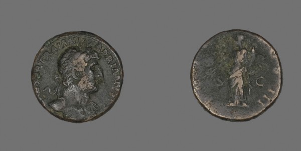 As (Coin) Portraying Emperor Hadrian, AD 119/125, Roman, minted in Rome, Roman Empire, Bronze, Diam