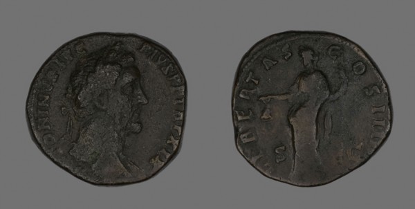 Sestertius (Coin) Portraying Emperor Antoninus Pius, AD 155/156, Roman, minted in Rome, Roman