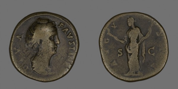 Sestertius (Coin) Portraying Empress Faustina, AD 141 or later, Roman, minted in Rome, Roman