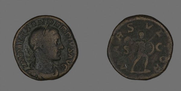 Sestertius (Coin) Portraying Emperor Severus Alexander, AD 232, Roman, minted in Rome, Roman