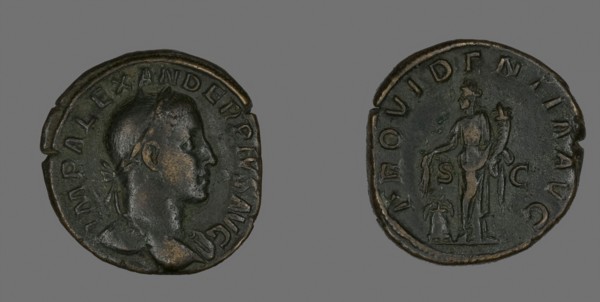 Sestertius (Coin) Portraying Emperor Severus Alexander, AD 232, Roman, minted in Rome, Roman
