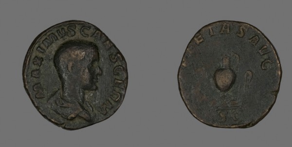 Sestertius (Coin) Portraying Emperor Maximus, AD 236/238, Roman, minted in Rome, Roman Empire,