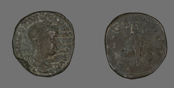 Sestertius (Coin) Portraying Emperor Gordianus, AD 238/244, Roman, Roman Empire, Bronze, Diam. 3.1