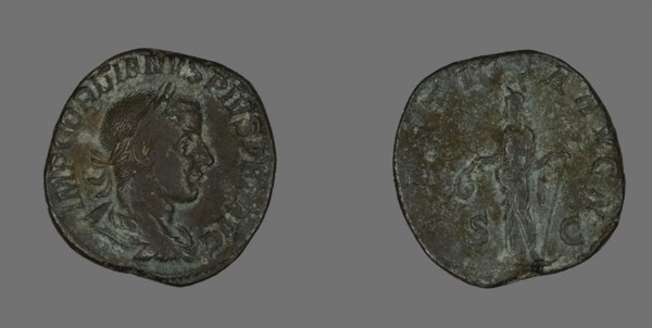 Sestertius (Coin) Portraying Emperor Gordianus, AD 238/244, Roman, Roman Empire, Bronze, Diam. 3