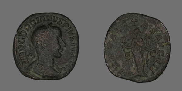 Sestertius (Coin) Portraying Emperor Gordianus, AD 238/244, Roman, Roman Empire, Bronze, Diam. 3.2