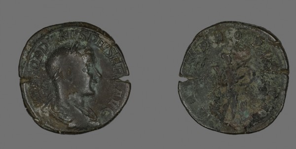 Sestertius (Coin) Portraying Emperor Gordianus, AD 238/244, Roman, Roman Empire, Bronze, Diam. 3.2
